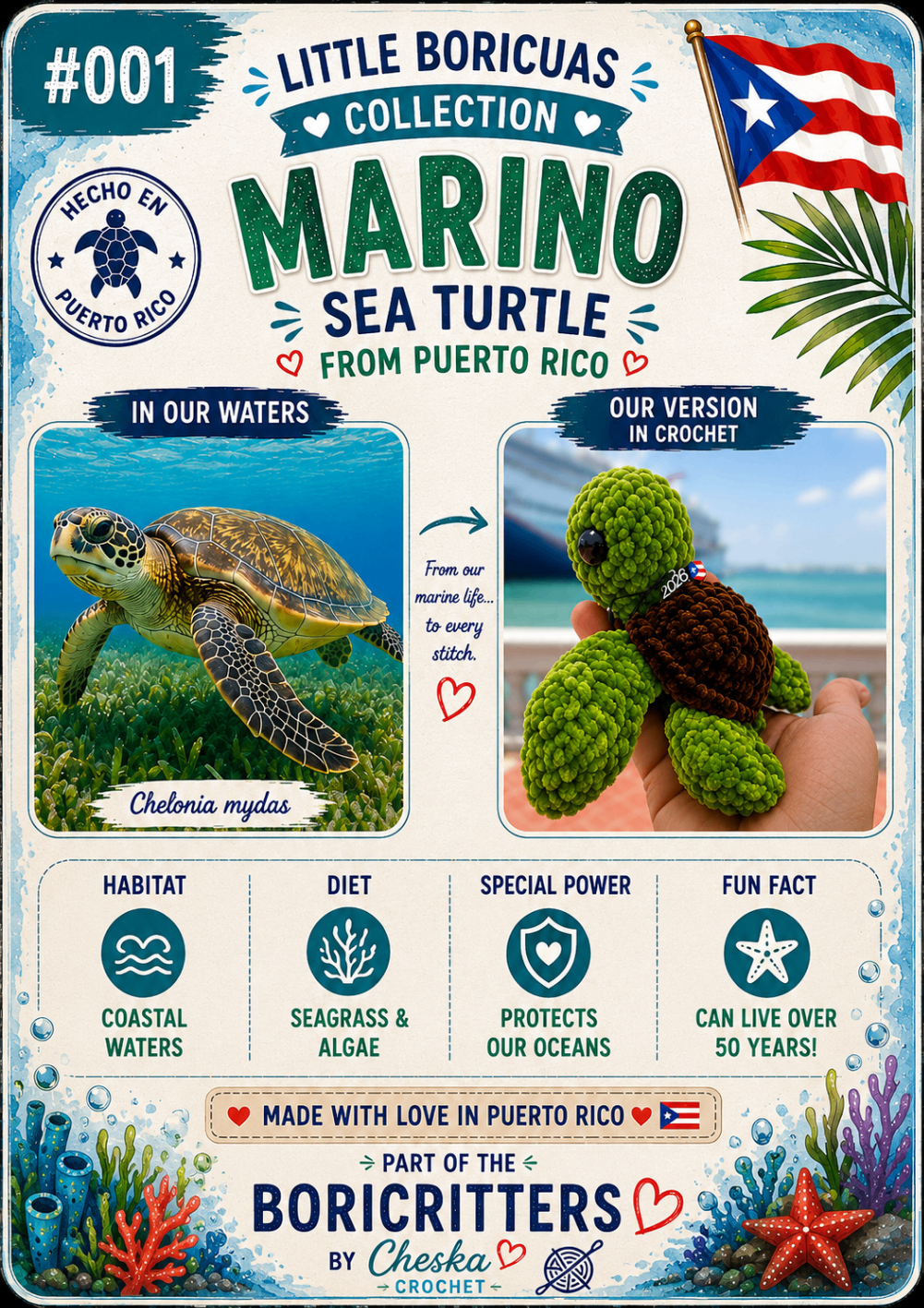 #001 Marino, tortuga marina